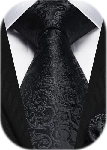 Vista 164 de HISDERN Corbatas para hombre, corbata de cachemira y bolsillo cuadrado tejido clásico floral para hombre, corbata de fiesta de boda