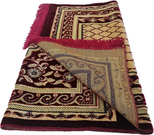 Vista 6 de BAYKUL Alfombra de oración musulmana, alfombras de terciopelo turco islámico, gran regalo de Ramadán, tapete de oración Janamaz para mujeres