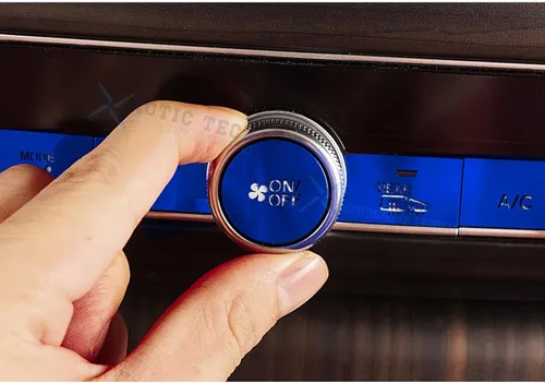Vista 7 de x xotic tech 11 piezas de cubierta de parche para interruptor de botón de CA de consola central, aleación de aluminio azul, compatible con Honda