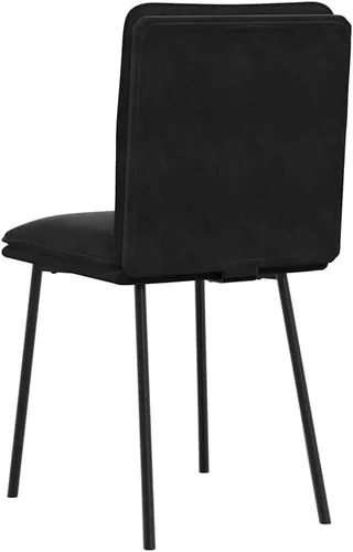 Vista 7 de Juego de 6 sillas de comedor modernas tapizadas de terciopelo negro con madera contrachapada y marco de metal, cómodos asientos para comedor