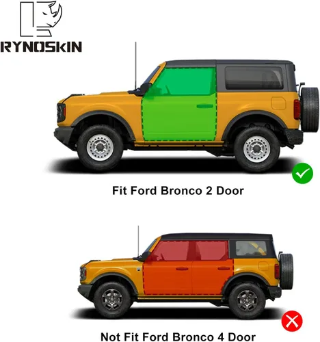 Vista 2 de RYNOSKIN Estribos laterales para Ford Bronco 2021-2026 de 2 puertas, resistente, texturizada, color negro, resistente, para SUV, barra Nerf