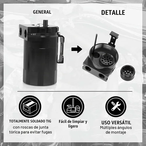 Vista 4 de Kit de lata de recepción de aceite RULLINE, tanque de reservorio separador de aceite para motor, pulido con deflector, compatible con Ford F150 Para