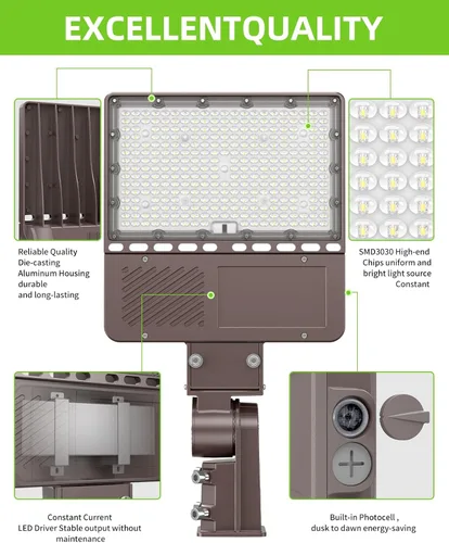 Vista 9 de Luz LED para estacionamiento con certificación UL, 150 W, 120 W, 90 W, ajustable, con fotocélula de 22500 lm, caja de zapatos, luces de inundación