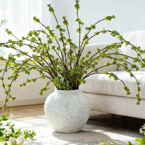 Vista 11 de Zeyune 6 ramas artificiales con brotes burdeos de 40 pulgadas, de plástico sintético de hoja perenne, para florero, bricolaje, hogar, oficina, boda