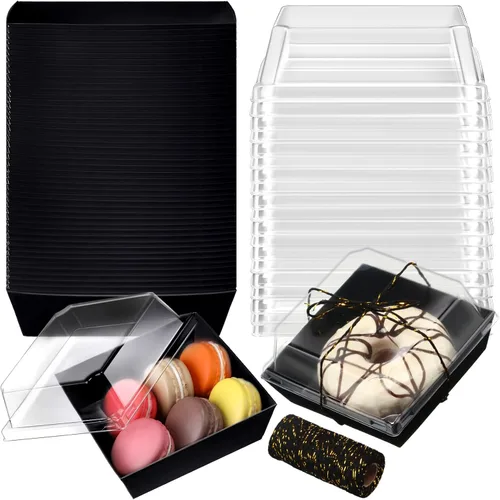 Vista 23 de Jetec Paquete de 50 Cajas de Charcutería con Tapas Transparentes y Cuerda de 4 Pulgadas Cajas Desechables Cuadradas para Postres con Tapas para Negro