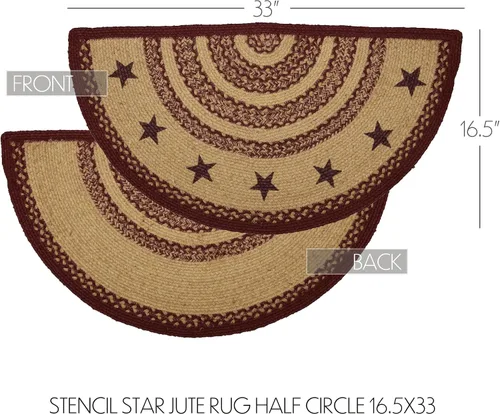 Vista 2 de VHC Brands Alfombra de yute marrón burdeos con diseño de estrellas y almohadilla de 16.5 x 33 pulgadas