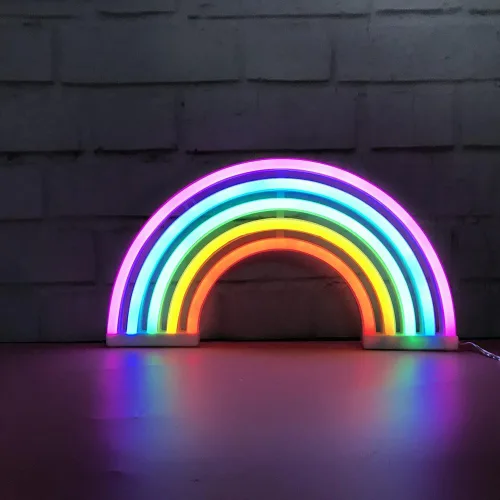 Vista 5 de Nordstylee Letreros de luz neón de arcoíris, luces LED de noche de arco iris para decoración de regalo de niños, pared, fiesta de cumpleaños