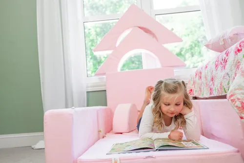 Vista 15 de FOAMOH Castle Sofa Sand - Sofá personalizable de 14 piezas para juegos imaginativos y fácil almacenamiento con almohada personalizable