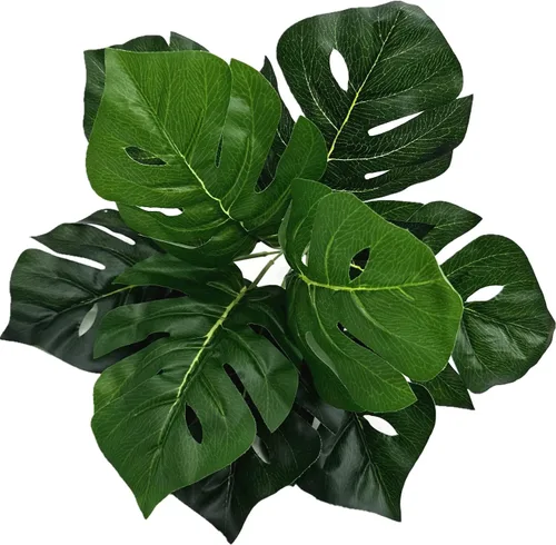 Vista 7 de PASYOU Plantas artificiales artificiales artificiales tropicales de Monstera, decoración de arbustos de tortuga sintética, hojas de palma, tallos