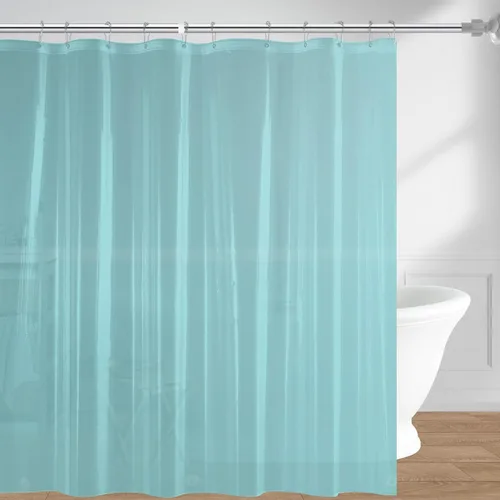 Vista 17 de Downluxe - Forro de cortina para regadera de 72x72 - PEVA transparente. Calibre 3, calibre 8, esmerilado ligero, impermeable, inodoro con orificios