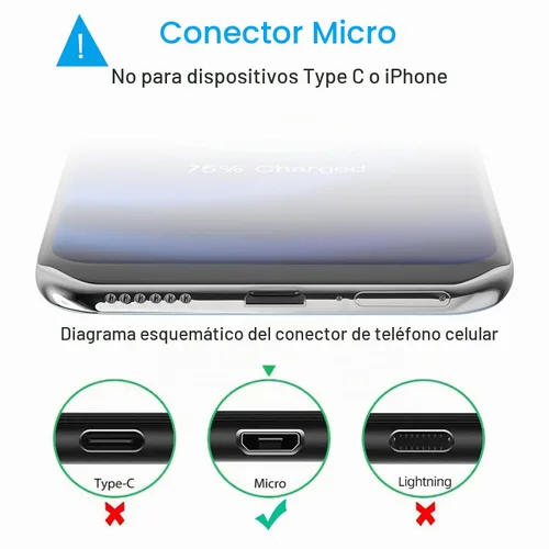 Vista 2 de Cable micro USB corto, cargador Android compatible con Fire Stick, para Roku Stick, PS4, para Xbox. Cable de carga rápida para tableta Kindle