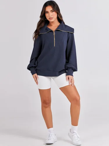 Vista 6 de ANRABESS Sudaderas con capucha para mujer, de gran tamaño, con cremallera de un cuarto, para adolescentes, niñas, ropa de moda Y2K