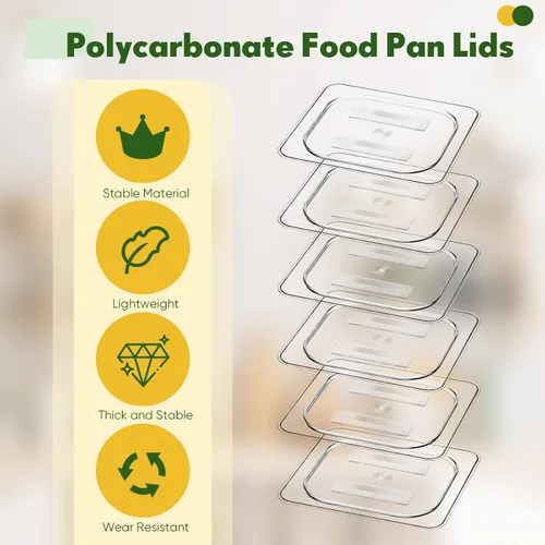 Vista 6 de 6 tapas de policarbonato para sartenes de alimentos con asa, 1/6 1/2 pulgadas, tapa transparente de plástico para hotel, tapas de hotel
