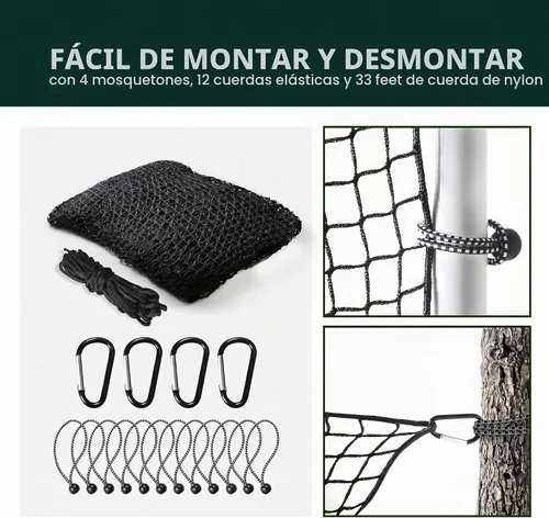 Vista 5 de Red deportiva, red de práctica de golf con cuerda de nailon de 33 pies, también para béisbol, hockey, fútbol, LAX y más, 10 x 10 x 15 pies, 10 x 20