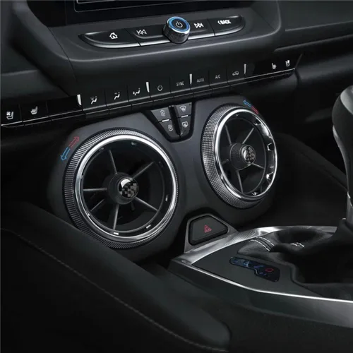 Vista 2 de Calcomanía de fibra de carbono para perilla de ventilación de aire acondicionado, cubierta interior para Chevrolet Camaro 2016 2017 2018 2019 2020