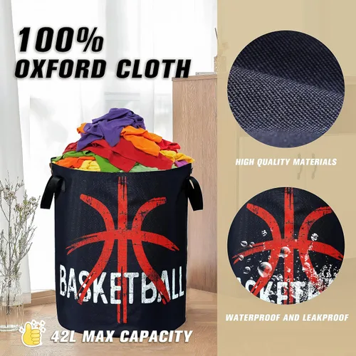 Vista 6 de Cesta de lavandería de baloncesto cesta de pelota plegable de tela Oxford divertida bolsa de lona cesta de almacenamiento de ropa organizador
