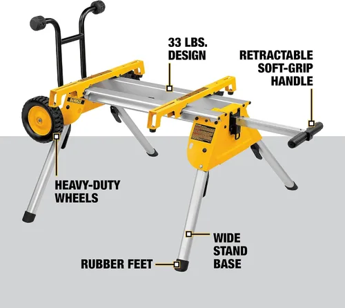 Vista 3 de DEWALT Sierra de mesa para lugar de trabajo, compacta, 8-1/4 pulgadas con soporte para sierra de mesa, móvil/rodante (DWE7485 y DW7440RS)