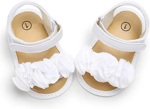 Vista 4 de Timatego Sandalias de verano para bebés y niñas con suela suave de flores, zapatos de vestir para cuna, recién nacidos, para recién nacidos