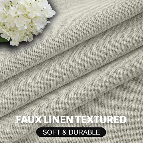 Vista 5 de SimpleHome Cortinas de Lino Blanco Crema 100% Opacas de 84 Pulgadas de Largo, Juego de 2 Paneles, Lino Sintético Texturizado para Sala de Estar