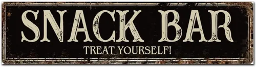 Vista 30 de Madcolitote Letrero de calle personalizado SNACK BAR con texto en inglés «Snack Bar» de madera para decorar la pared de la sala de estar, arte