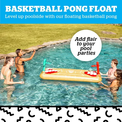 Vista 2 de Balsa inflable del baloncesto del pong, sostenedores de la bebida incorporados, divertido juego flotante del partido de la piscina
