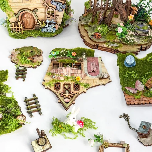 Vista 6 de Rompecabezas de madera 3D, diseño de bosque encantado, kit de miniatura para adultos y adolescentes, ideal para regalar y decorar casa de muñecas