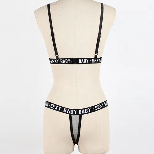 Vista 5 de Lencería para mujer, lencería con estampado de letras, ropa interior y tanga
