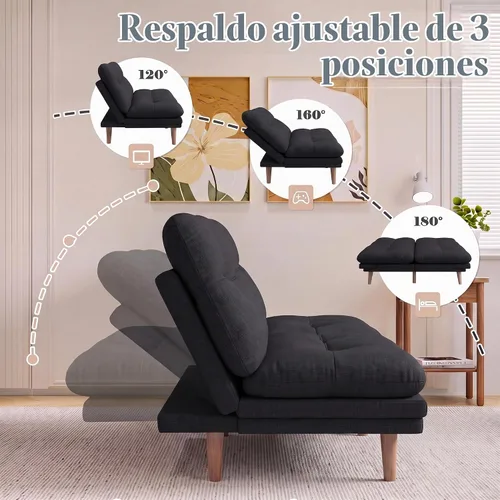 Vista 3 de Homall Sofá cama tipo futón convertible de 67 pulgadas, sofá biplaza de Negro