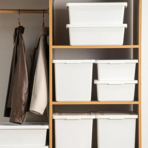 Vista 6 de Yishyfier Contenedores de almacenamiento de plástico apilables de 15 cuartos de galón con tapas, contenedor de almacenamiento para organizar, cajas