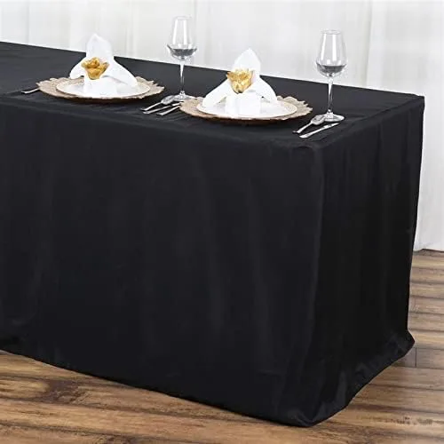 Vista 3 de BEEKAY Mantel rectangular de 3 caras de 4 pies de 4 pies, color negro, con parte trasera abierta, rectangular, de 48 x 24 pulgadas, de poliéster