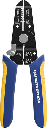 Vista 9 de haisstronica - Pelacables autoajustable 3 en 1, herramienta AWG 24-10 Alloy Steel Blades, Adjustable Strip Length, Solid and Stranded Conductors