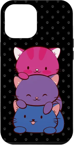 Vista 25 de Funda para iPhone 16 Bisexual Pride Kawaii Kitty Cat Stack Anime
