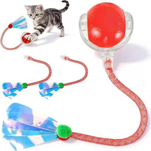 Vista 14 de Rocfish Juguetes interactivos para gatos de interior, bola de persecución automática inteligente para gatos (Naranja-N) Smart Automatic Cat Chase
