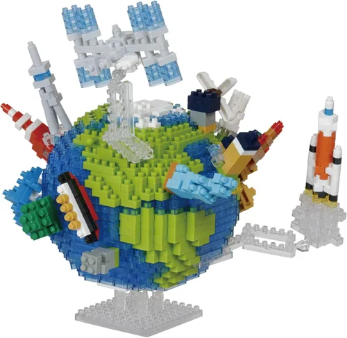 Vista 4 de nanoblock - Espacio - Planeta Tierra y la Luna, kit de construcción de la serie Advanced Hobby