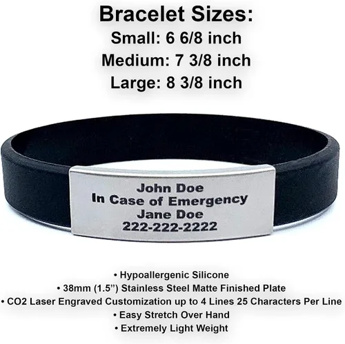 Vista 42 de Pulsera de identificación médica personalizada - Pulsera de seguridad para personas mayores grabada personalizada - Alerta de Alzheimer