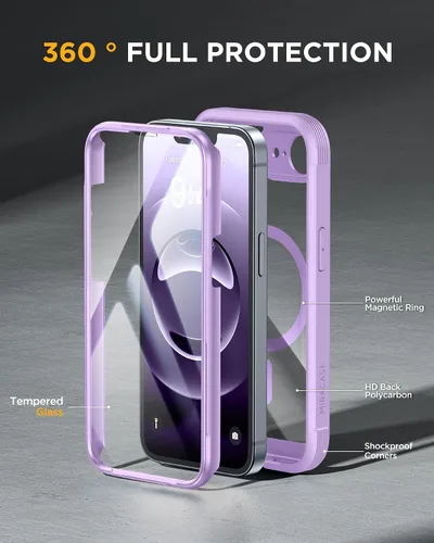 Vista 522 de Miracase Serie de vidrio para iPhone 11 de 6.1 pulgadas, funda protectora de cuerpo completo resistente mejorada con protector de pantalla de vidrio