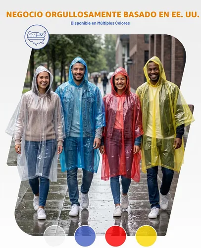 Vista 6 de Hagon PRO - Ponchos de lluvia desechables para adultos (paquete de 5)