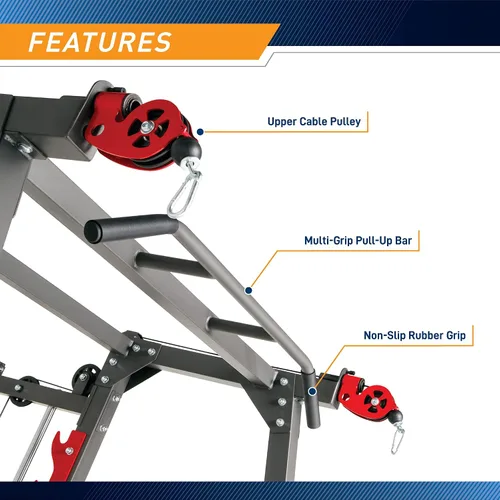 Vista 9 de Marcy Smith Machine Home Gym System SM-4903, All-in-One Strength Training Cage with Weight Bench, Pulley, Squat Rack & Workout Station