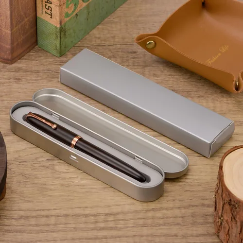 Vista 3 de HONG DIAN Pluma estilográfica A10, punta suave extra fina, madera de ébano negro con diseño de tapa magnética y juego de caja de metal