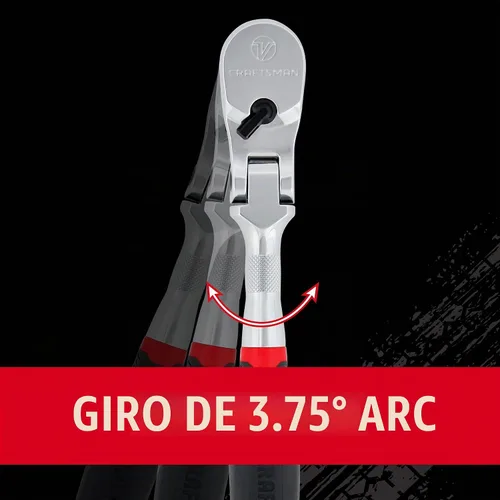 Vista 7 de Llave de carraca V-SERIES de CRAFTSMAN, accionamiento de 1/2 pulgada, 96 dientes, cabeza flexible XL de agarre cómodo (CMMT86336V)