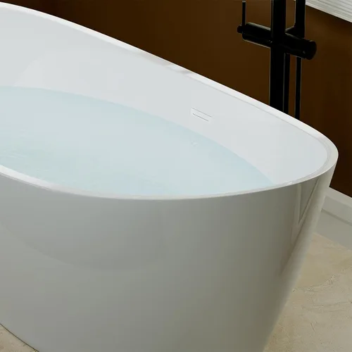 Vista 6 de Empava Bañera independiente de 59 pulgadas, bañera acrílica profunda para baño pequeño, fondo plano antideslizante, spa en casa para aliviar
