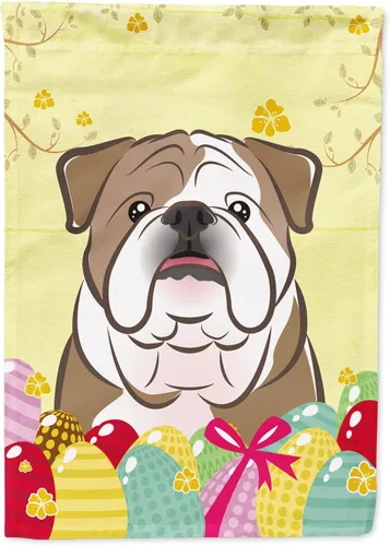 Vista 123 de Caroline's Treasures BB1920CHF - Bandera de caza de huevos de Pascua con diseño de bulldog francés, para casa, gran porche, para colgar en la pared
