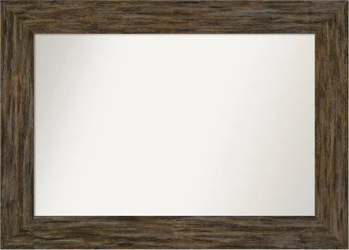 Vista 30 de Amanti Art Espejo personalizado, espejo de baño marrón Fencepost, espejo de pared o espejo de tocador de baño sobre el fregadero (27 x 27 pulgadas)