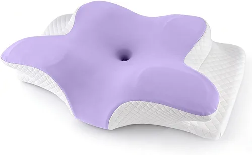 Vista 8 de Almohada cervical de espuma viscoelástica – Almohada ortopédica ajustable de contorno para soporte de cuello y hombros, inodora, apta para dormir