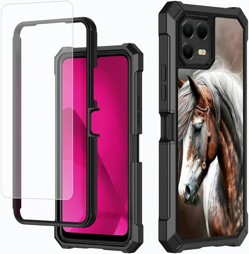 Vista 85 de Funda para T-Mobile Revvl 7 de 6.6 pulgadas con protector de pantalla, policarbonato duro de doble capa resistente y TPU suave a prueba de golpes