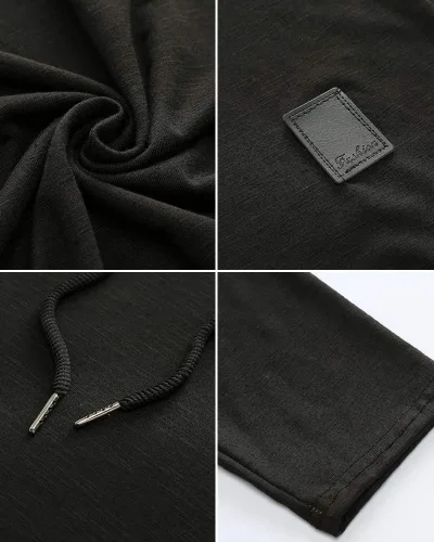 Vista 4 de Lexiart Sudadera deportiva con capucha para hombre, color liso, forro polar