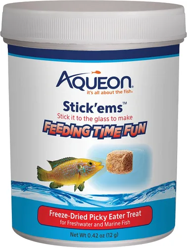 Vista 13 de Aqueon Stick'ems - Golosinas de pescado para mascotas liofilizadas que aumentan el color, 0.42 onzas