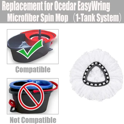 Vista 2 de ANREKEYH Cabezal de repuesto de fregona compatible con la mopa giratoria de microfibra Ocedar EasyWring, 4 cabezales de repuesto de repuesto para 1