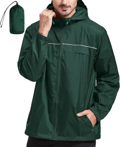 Vista 35 de SWISSWELL Chaqueta impermeable para hombre, rompevientos, ligera con capucha para uso diario casual