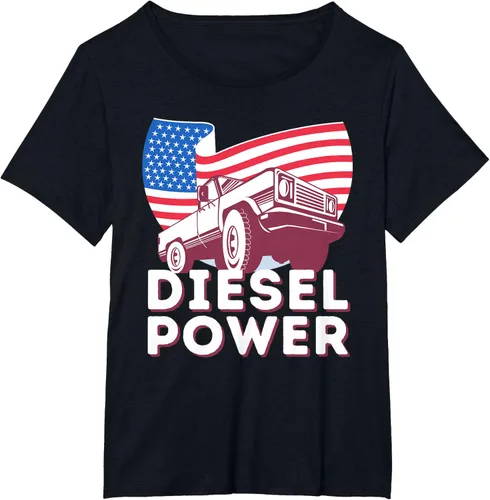 Vista 22 de Diesel Power American Flag - Camiseta de camioneta de mecánico diésel, Negro, S